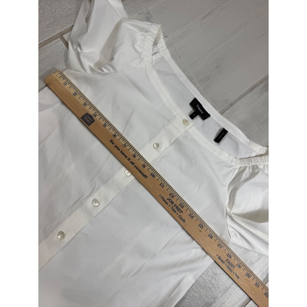 Theory Auriana Stretch Cotton Off The Shoulder Button Front Blouse White S - Picture 5 of 8